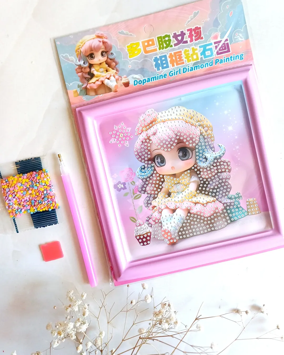 نقاشی الماسی فانتزی مدل دختر طرح قابدار