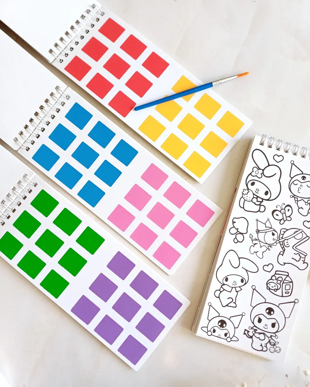 دفترچه نقاشی آبرنگی ، دفتر رنگ آمیزی آبرنگ همراه با قلمو