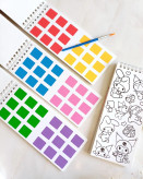 دفترچه نقاشی آبرنگی ، دفتر رنگ آمیزی آبرنگ همراه با قلمو