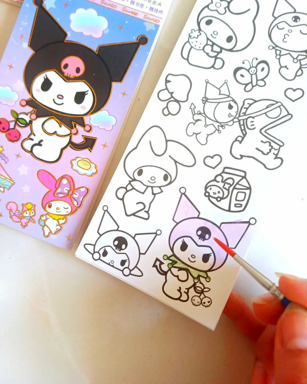 دفترچه نقاشی آبرنگی ، دفتر رنگ آمیزی آبرنگ همراه با قلمو