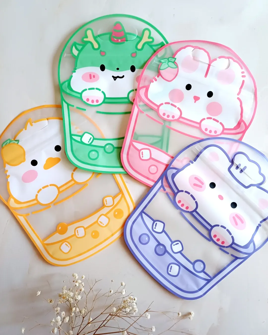 زیپ کیپ عروسکی فانتزی برای لقمه و خوراکی مدرسه و گیفت تولد مدل حیوانات کیوت بابل تی