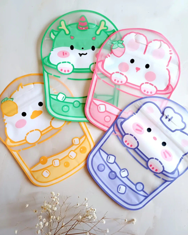 زیپ کیپ عروسکی فانتزی برای لقمه و خوراکی مدرسه و گیفت تولد مدل حیوانات کیوت بابل تی