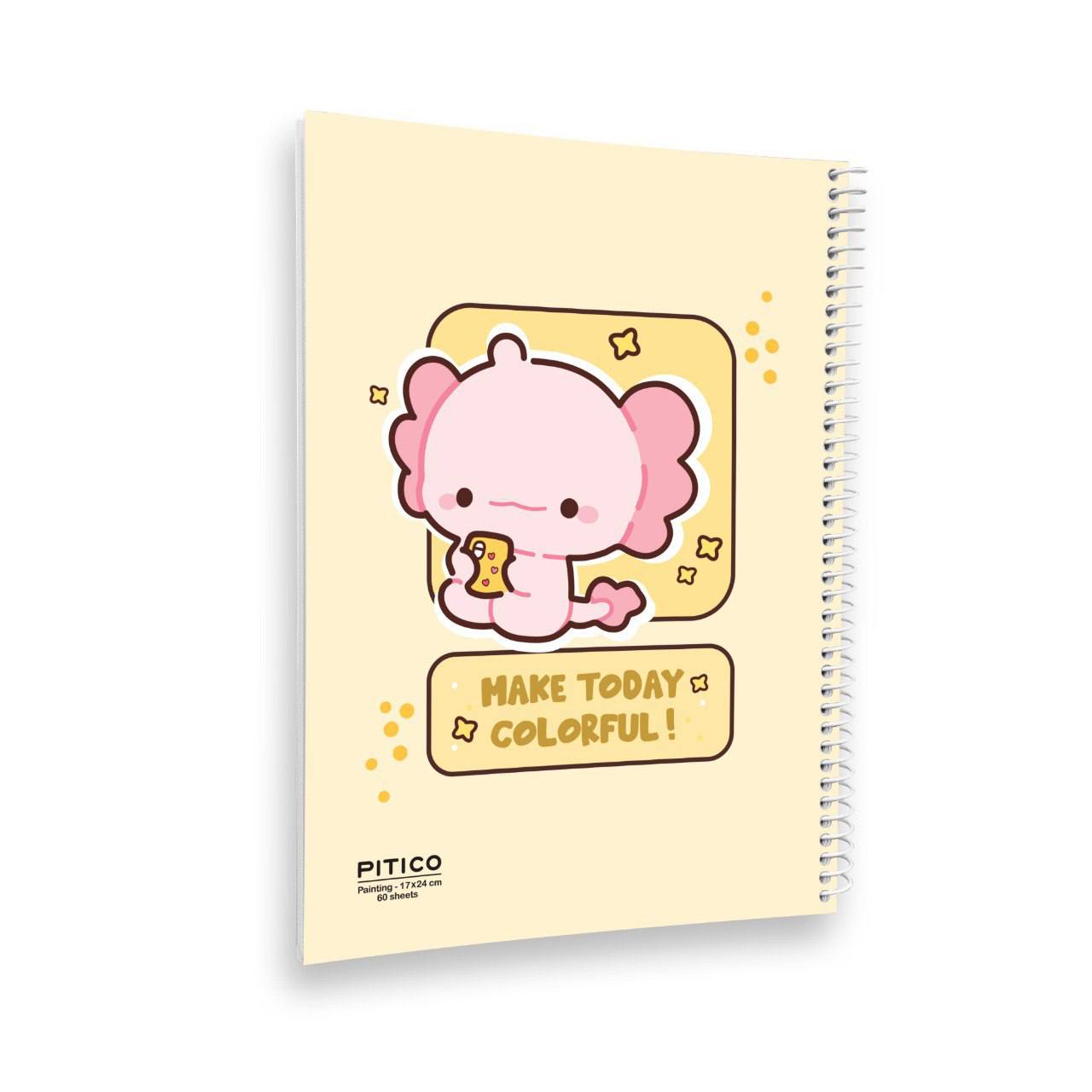 دفتر نقاشی مجلد 60 برگ از برند پیتیکو دفتر فنری فانتزی حیوانات کیوت