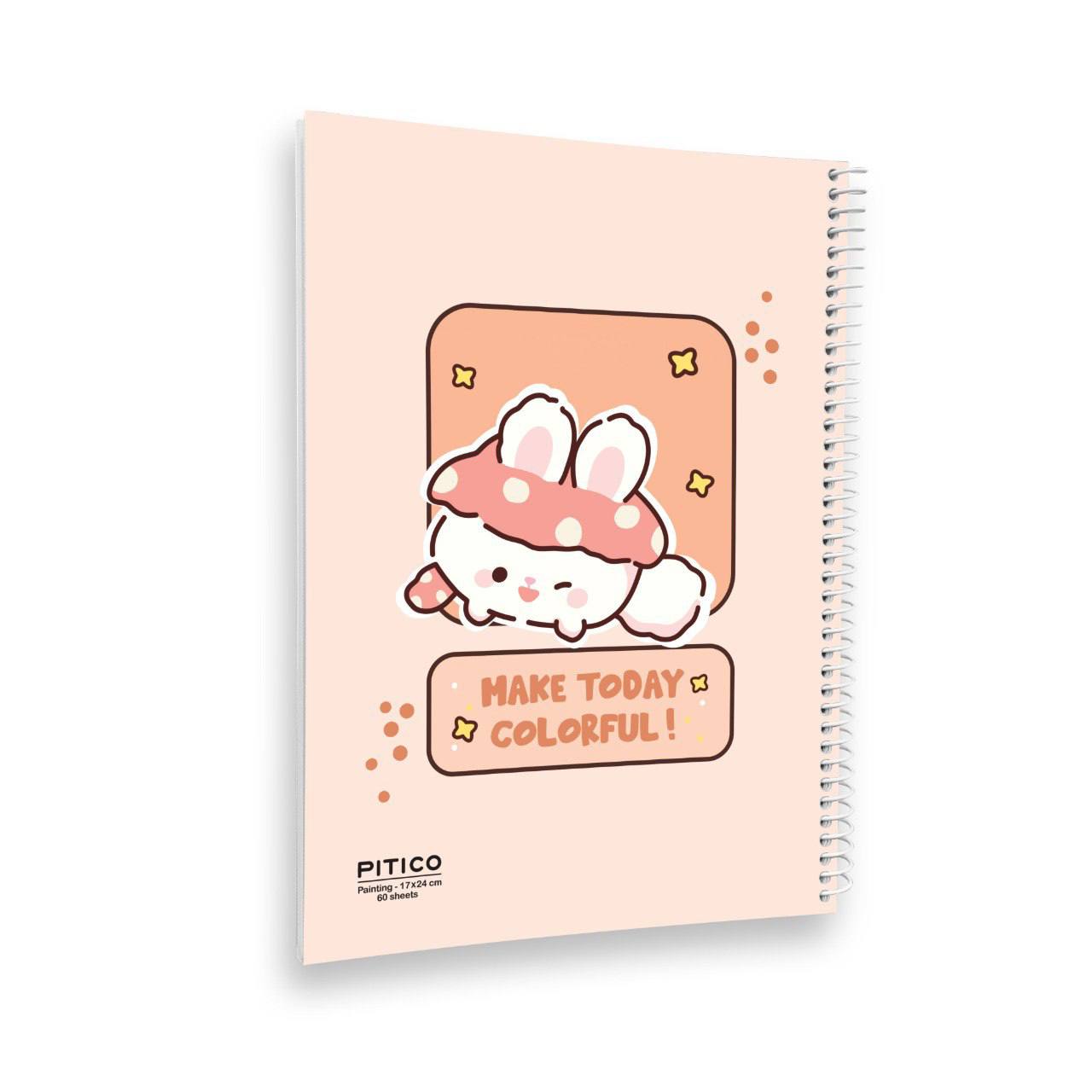 دفتر نقاشی مجلد فنری 60 برگ از برند پیتیکو دفتر فنری فانتزی حیوانات کیوت