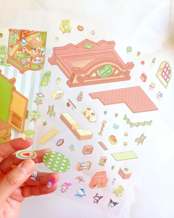 استیکر چیدمان اتاق سه بعدی سانریو پنس دار استیکر ۳ بعدی کرومی پنسدار