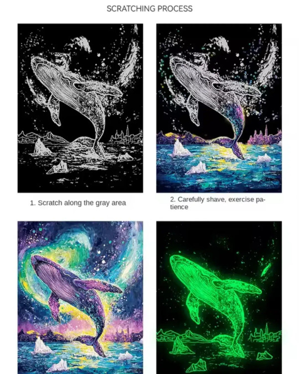 اسکراچ آرت نهنگ سایز آ۴ A4