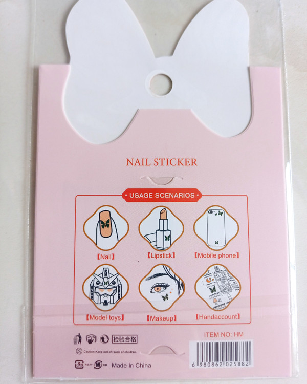استیکر و برچسب ناخن مدل پاپیونی فانتزی و کیوت ضد آب