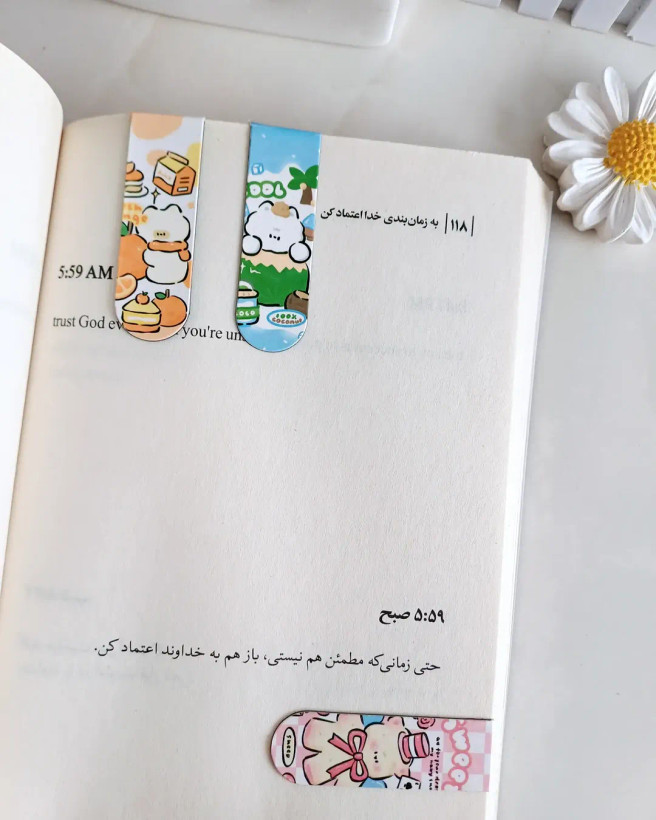 نشان گر کتاب مگنتی فانتزی طرح خرسی پک ۶ عددی بوکمارک آهنربای