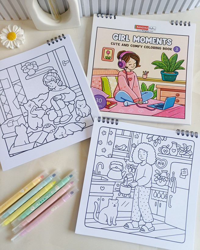 دفتر رنگ آمیزی کیوت دخترانه cozy corner رنگیکا